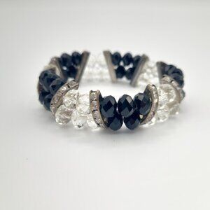☀️ 3/$40 Black and Clear Crystal Bracelet with Rhinestone Accents - Elastic